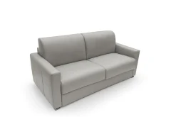 Canapé convertible cuir Aubin - Gris Clair - Grand 3 places