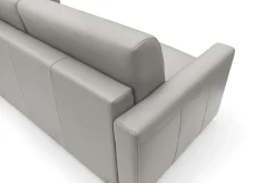 Canapé convertible cuir Aubin - Gris Clair - Grand 3 places