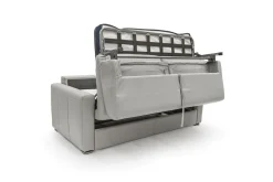 Canapé convertible cuir Aubin - Gris Clair - Grand 3 places