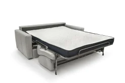 Canapé convertible cuir Aubin - Gris Clair - Grand 3 places