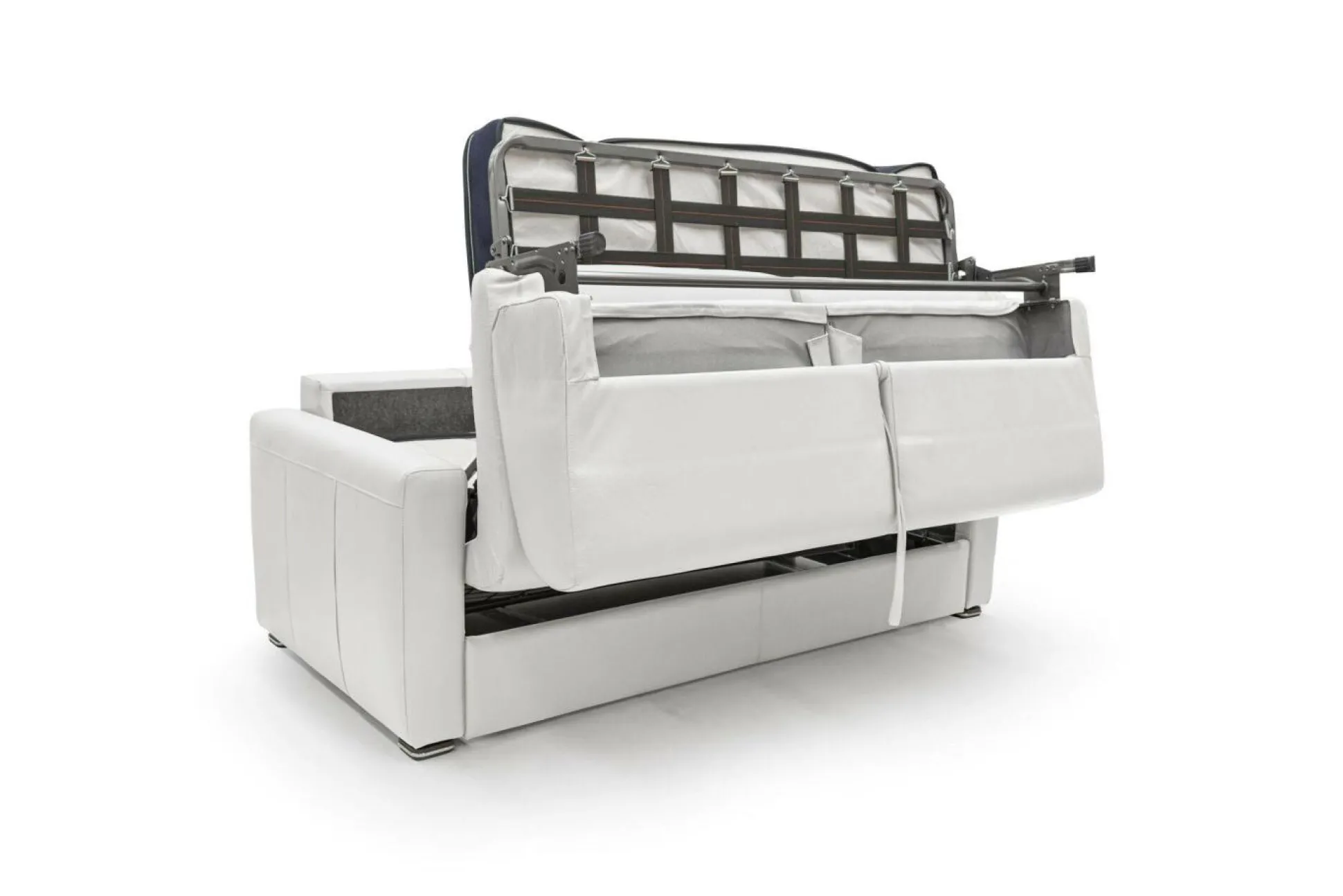 Canapé convertible cuir Aubin - Blanc - Grand 3 places