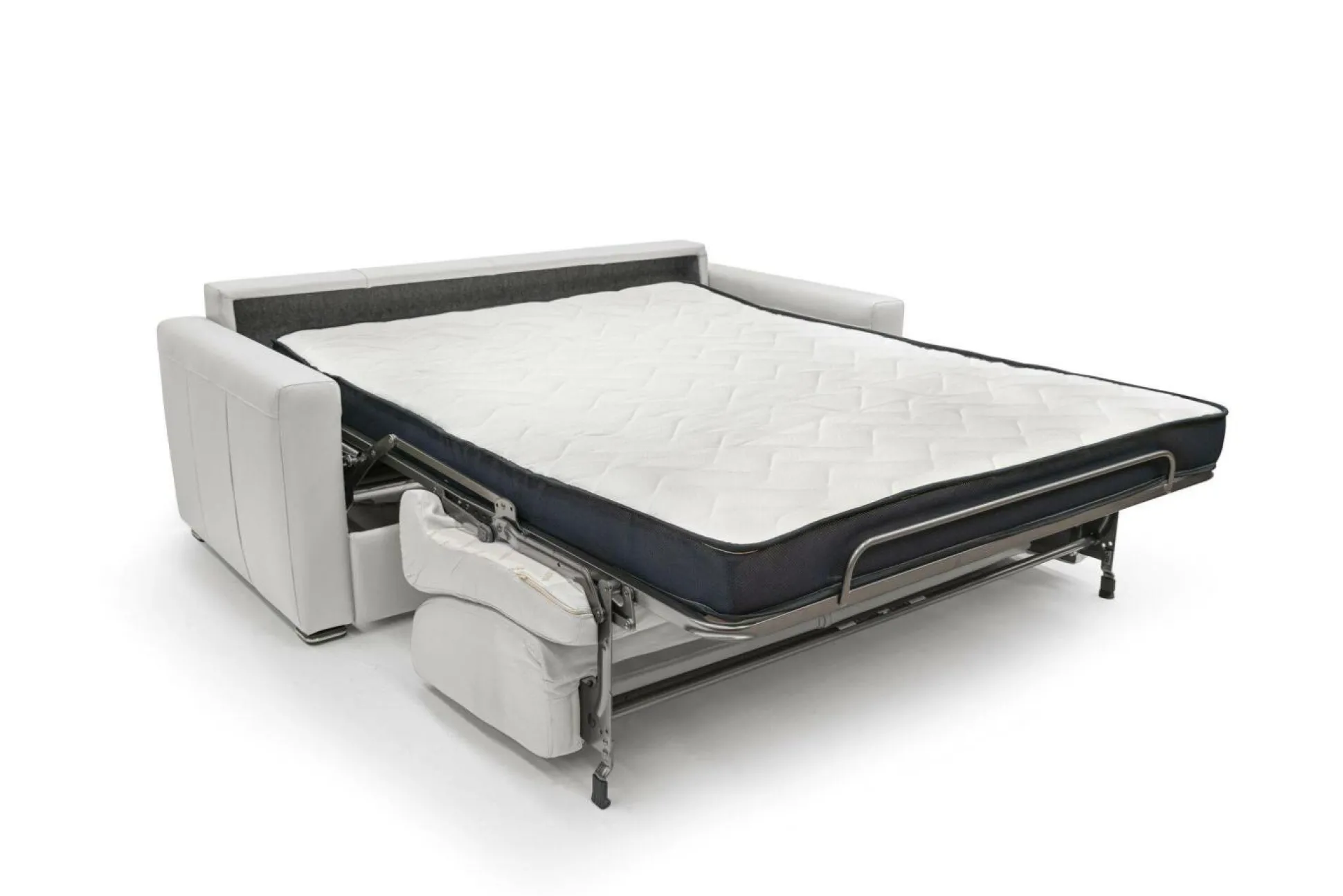 Canapé convertible cuir Aubin - Blanc - Grand 3 places