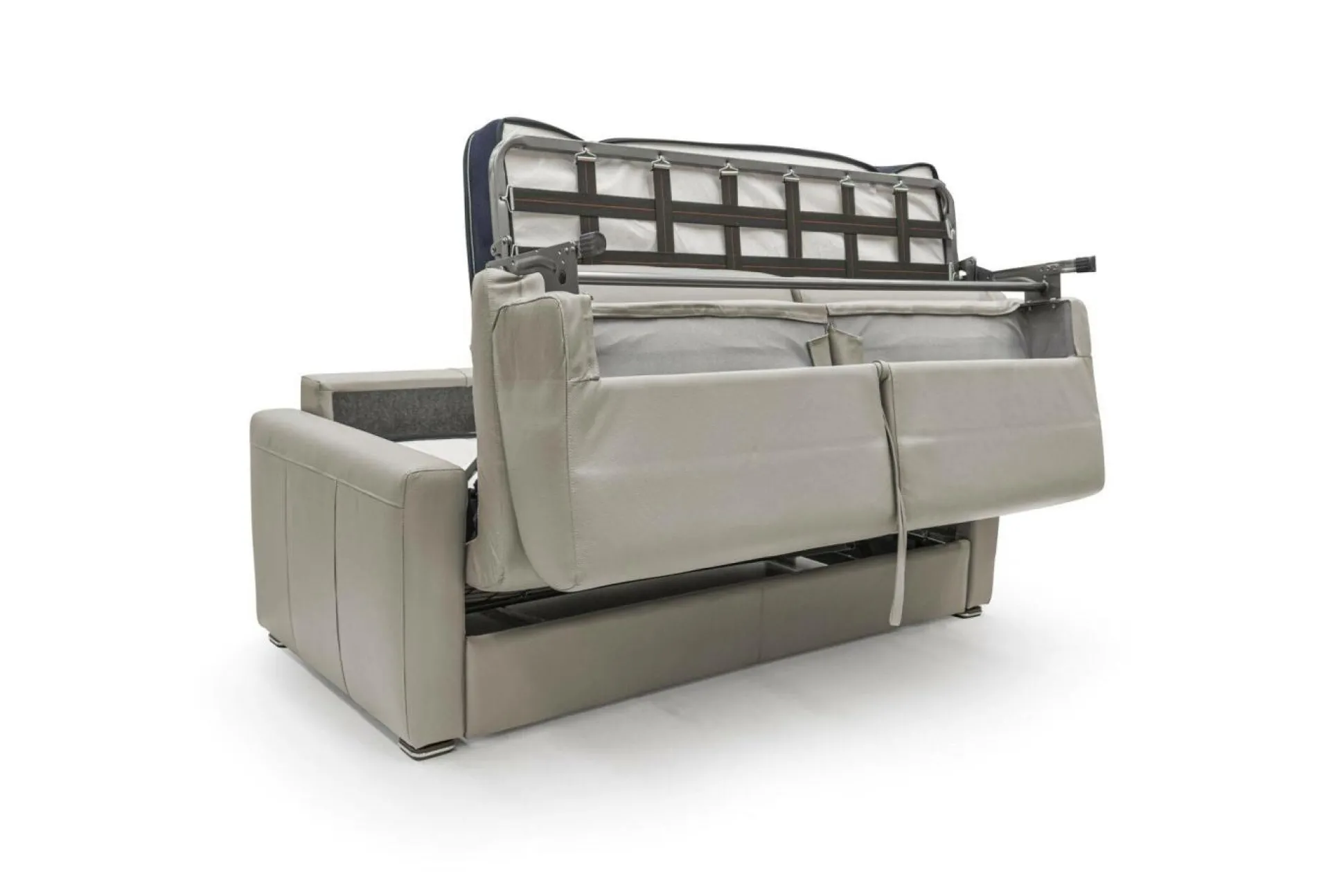 Canapé convertible cuir Aubin - Cappuccino - Grand 2 places