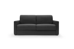 Canapé convertible cuir Aubin - Noir - Grand 3 places