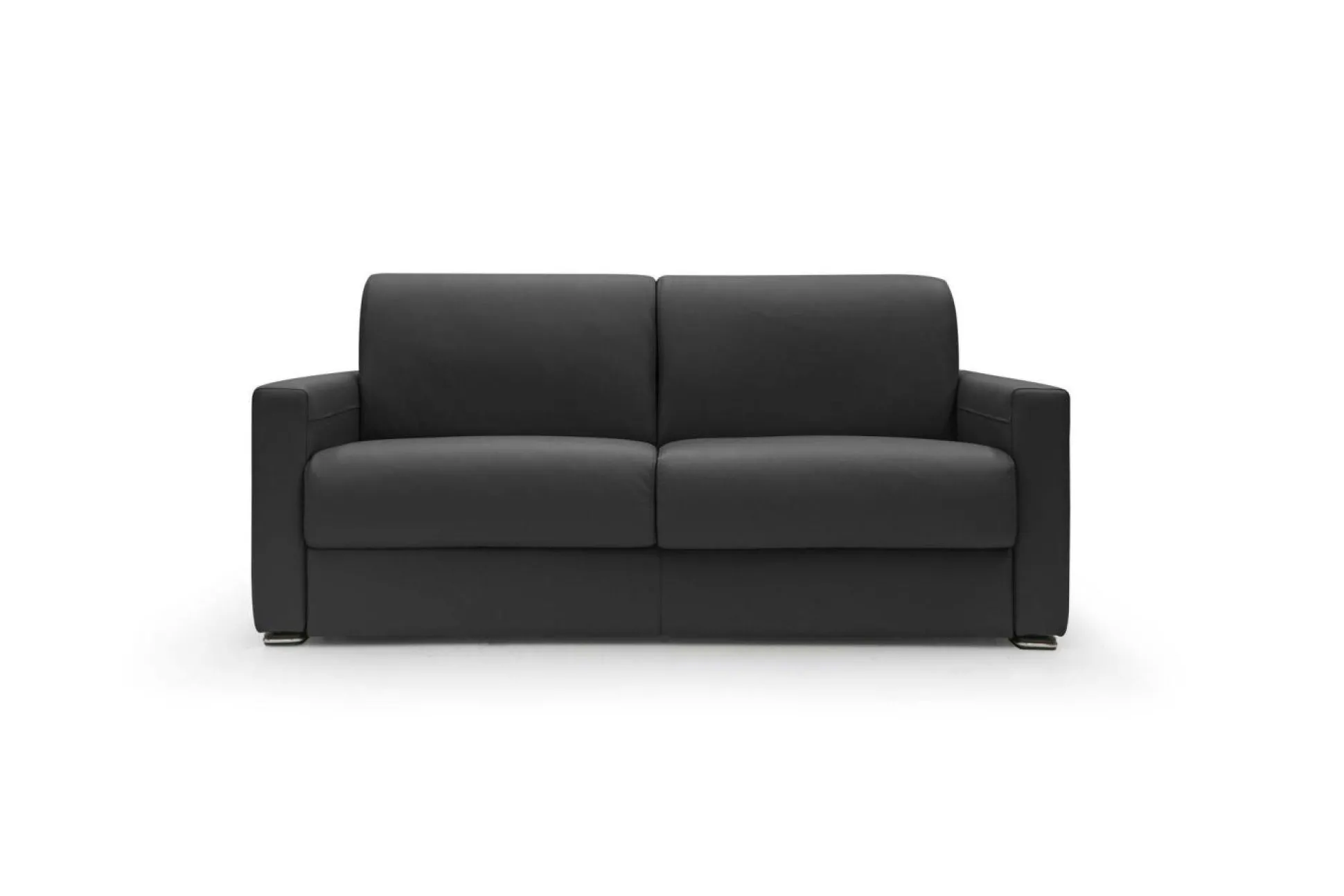 Canapé convertible cuir Aubin - Noir - Grand 3 places