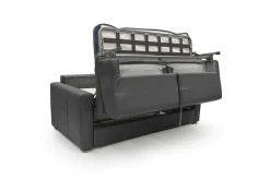 Canapé convertible cuir Aubin - Noir - Grand 3 places