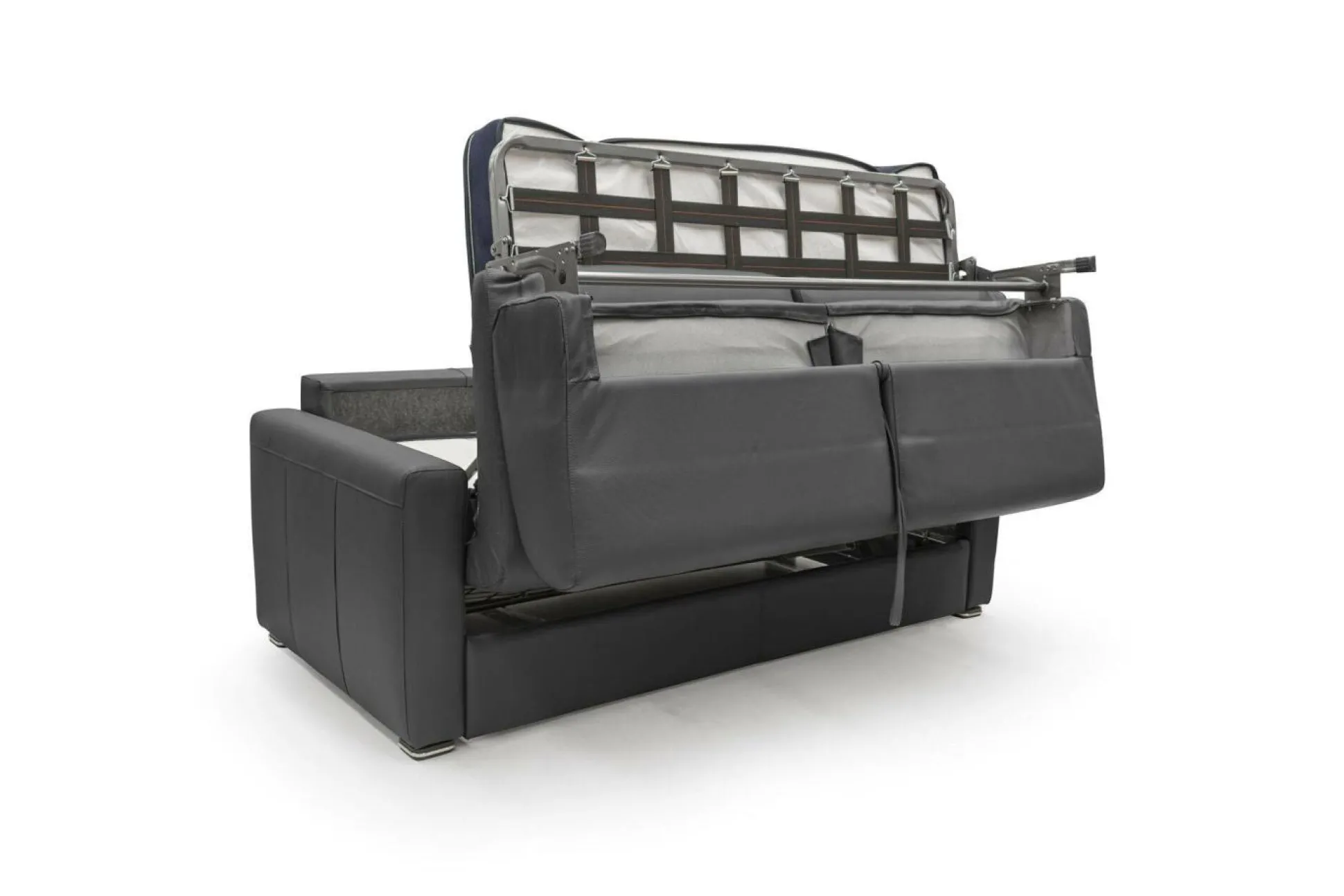 Canapé convertible cuir Aubin - Noir - Grand 3 places