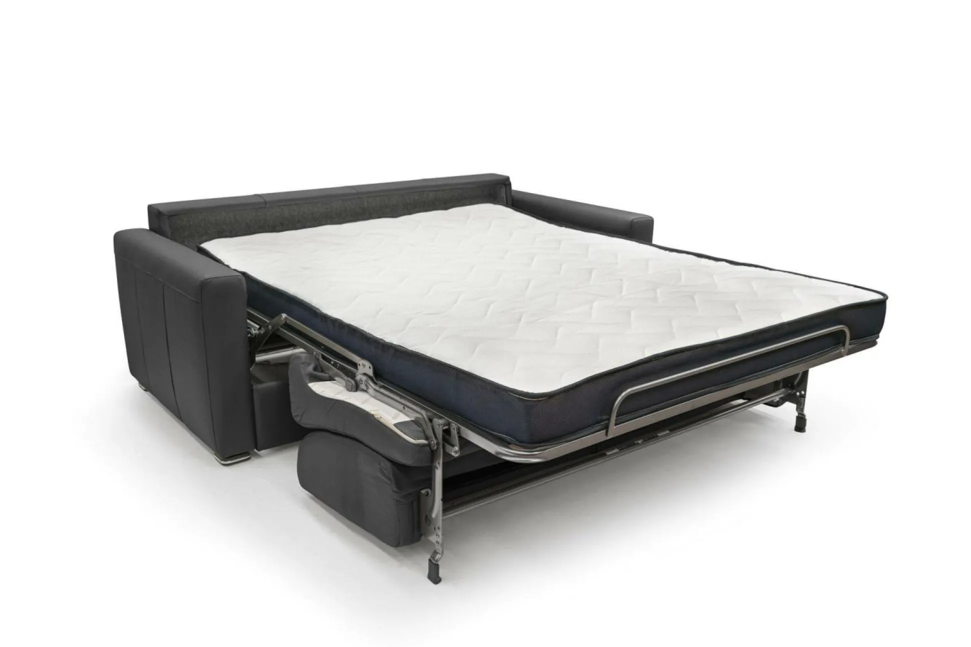 Canapé convertible cuir Aubin - Noir - Grand 3 places