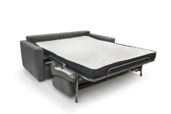 Canapé convertible cuir Aubin - Anthracite - 3 places