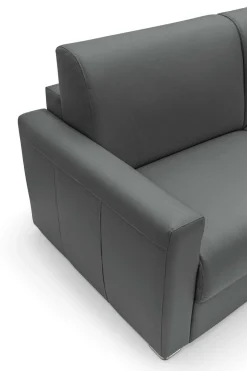 Canapé convertible cuir Aubin - Anthracite - 3 places