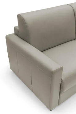 Canapé convertible cuir Aubin - Cappuccino - Grand 3 places