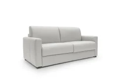 Canapé convertible cuir Aubin - Blanc - 3 places