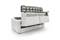 Canapé convertible cuir Aubin - Blanc - 3 places