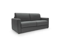 Canapé convertible cuir Aubin - Anthracite - Grand 2 places