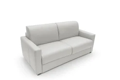 Canapé convertible cuir Aubin - Blanc - Grand 2 places