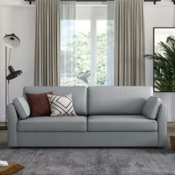 Canapé convertible tissu coton déhoussable Marbella - Gris - 4 places