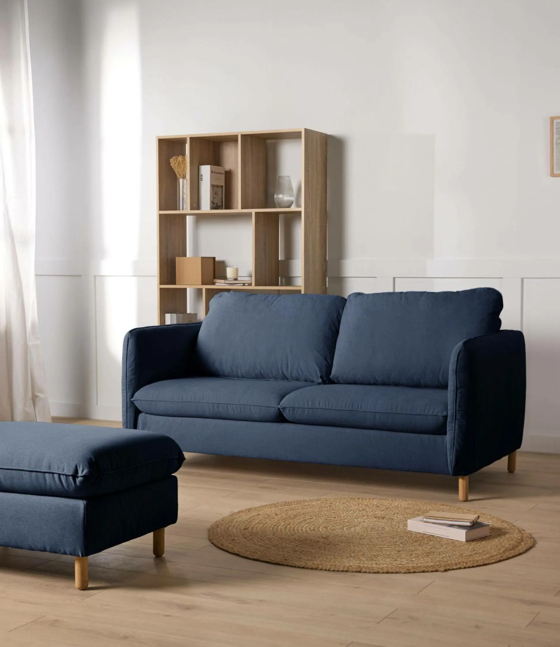 Canapé convertible tissu chenillé Portimo - Marine