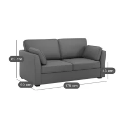 Canapé convertible tissu coton déhoussable Marbella - Gris - 2 places
