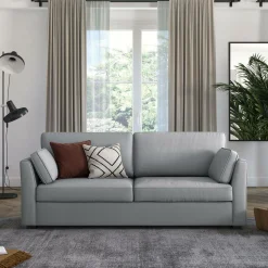 Canapé convertible tissu coton déhoussable Marbella - Gris - 3 places