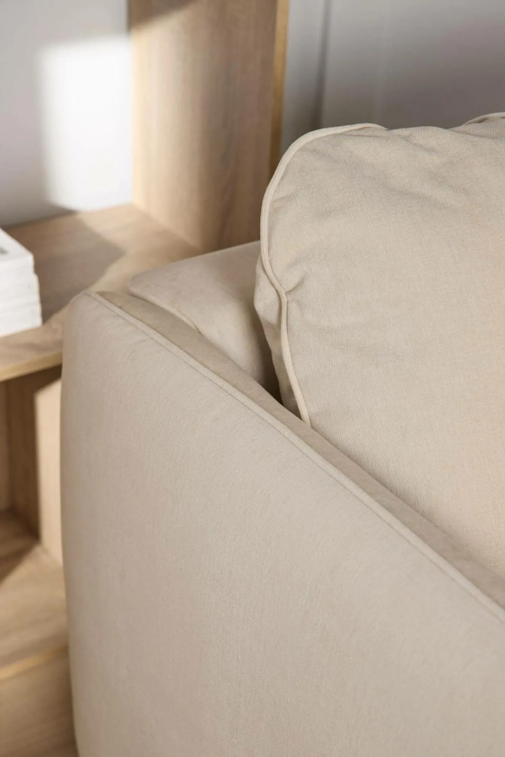 Canapé convertible tissu chenillé Portimo - Ecru