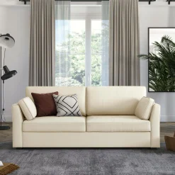 Canapé convertible tissu coton déhoussable Marbella - Beige - 3 places