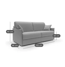 Canapé convertible tissu déhoussable Arthur - Taupe - Grand 2 places