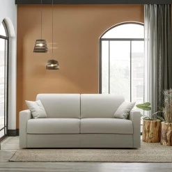 Canapé convertible tissu déhoussable Aubin - Taupe - Grand 2 places