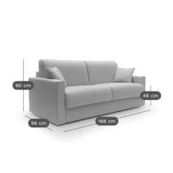 Canapé convertible tissu déhoussable Aubin - Gris - Grand 2 places