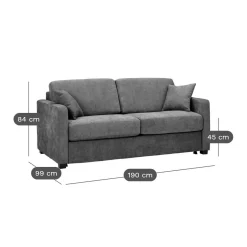 Canapé convertible tissu Parme - Grège - 3 places