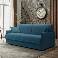 Canapé convertible tissu recyclé déhoussable Arthur - Bleu Canard - Grand 2 places