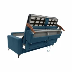 Canapé convertible tissu recyclé déhoussable Alden - Bleu Canard - Grand 3 places