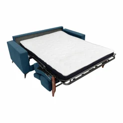 Canapé convertible tissu recyclé déhoussable Alden - Bleu Canard - Grand 3 places