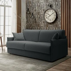 Canapé convertible tissu recyclé déhoussable Arthur - Anthracite - Grand 2 places