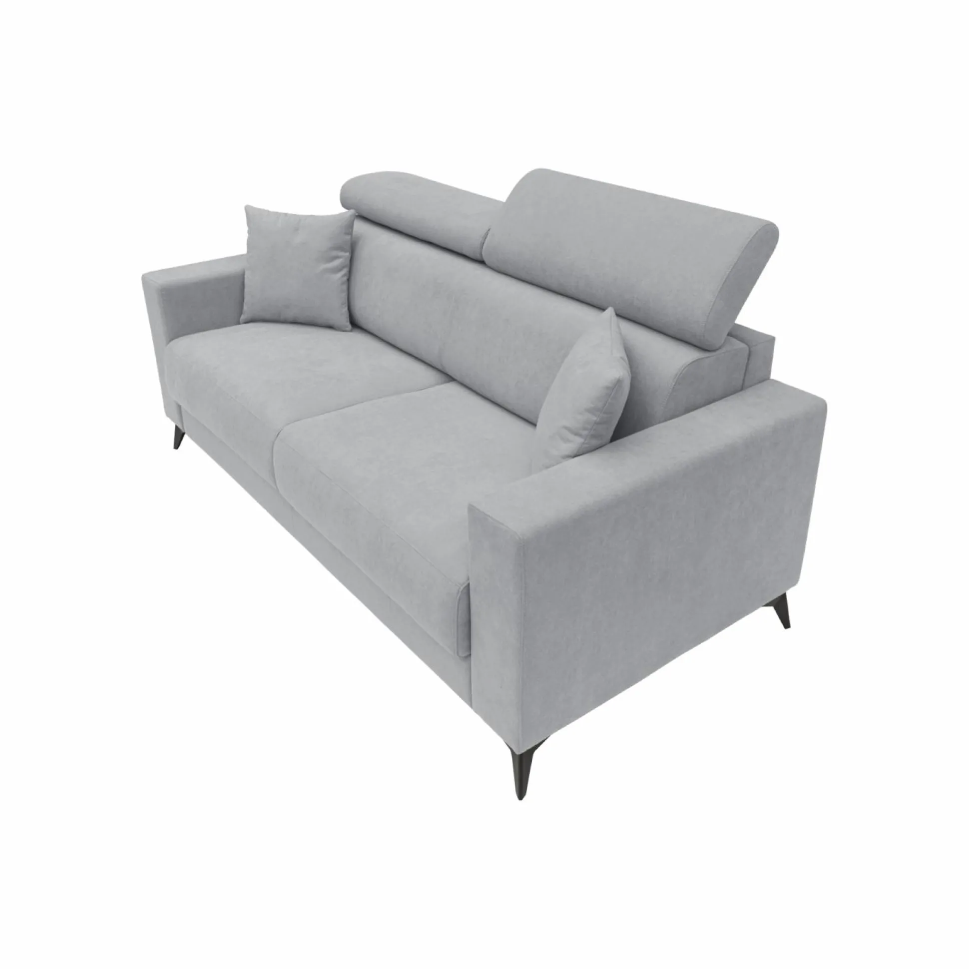 Canapé convertible tissu recyclé déhoussable Alden - Gris Clair - Grand 3 places