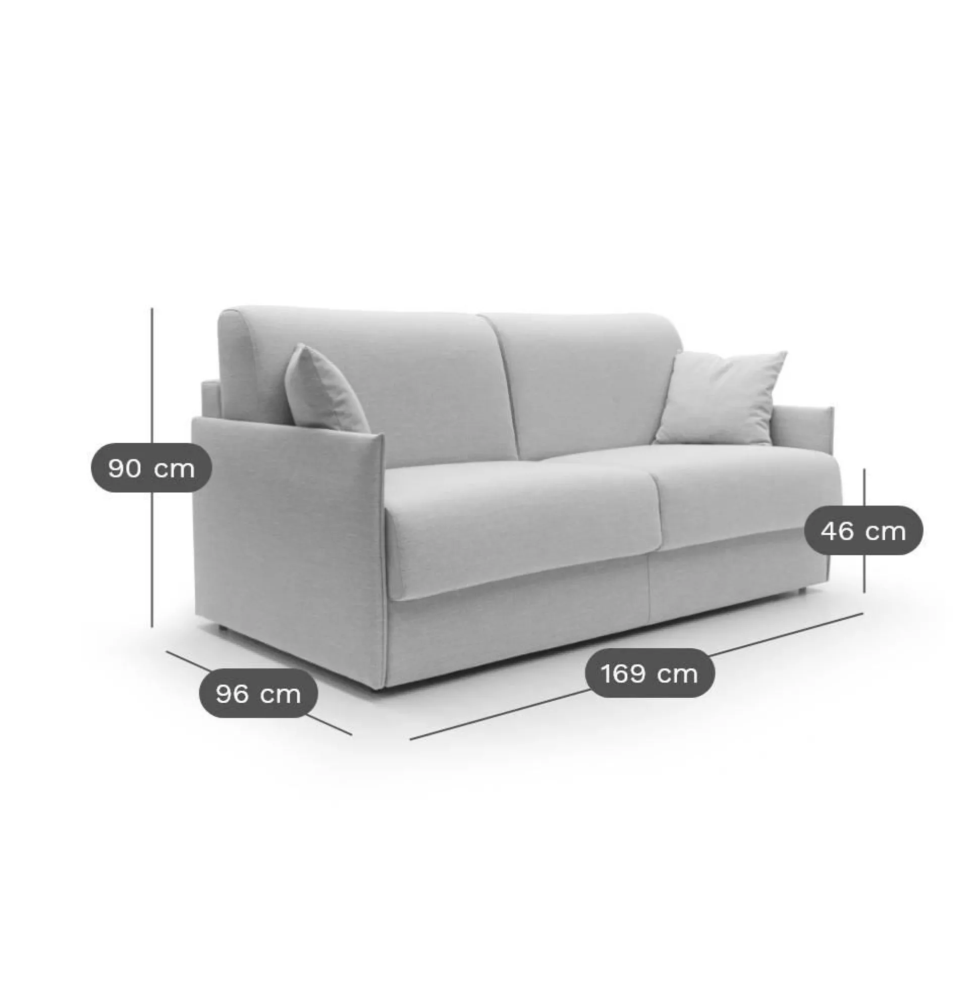 Canapé convertible tissu recyclé déhoussable Arthur - Anthracite - 3 places