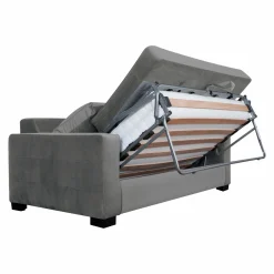 Canapé convertible velours Octave - Gris Clair