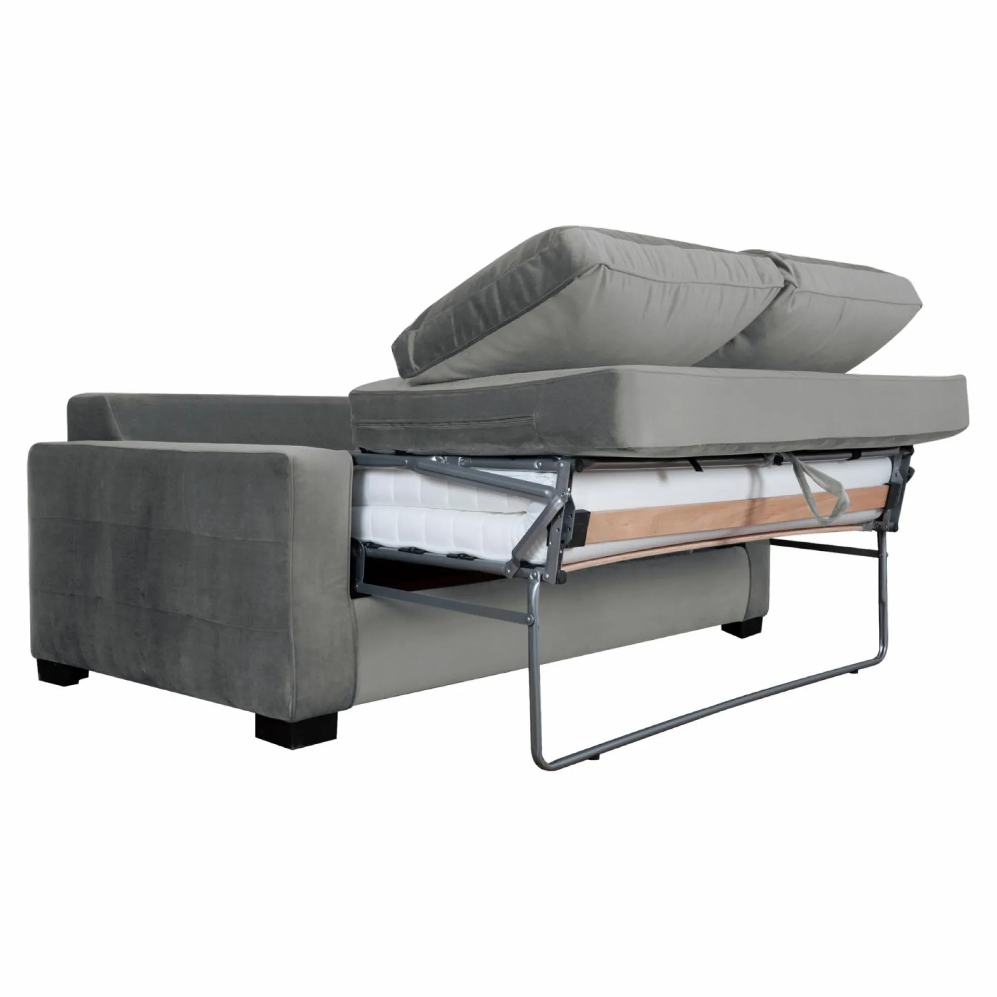 Canapé convertible velours Octave - Gris Clair