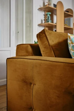 Canapé convertible velours Octave - Jaune Mordoré