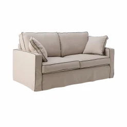 Canapé coton/lin déhoussable Margot - Beige/Anthracite - 3 places