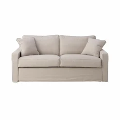 Canapé coton/lin déhoussable Margot - Beige/Beige - 3 places