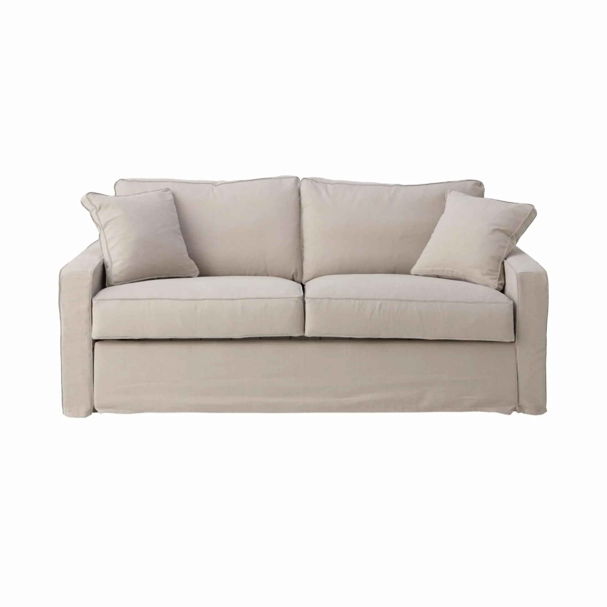 Canapé coton/lin déhoussable Margot - Beige/Beige - 3 places