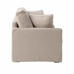 Canapé coton/lin déhoussable Margot - Beige/Beige - 3 places