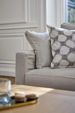 Canapé coton/lin déhoussable Margot - Beige/Beige - 3 places