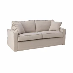 Canapé coton/lin déhoussable Margot - Beige/Taupe - 3 places