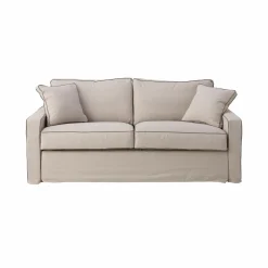 Canapé coton/lin déhoussable Margot - Beige/Taupe - 3 places