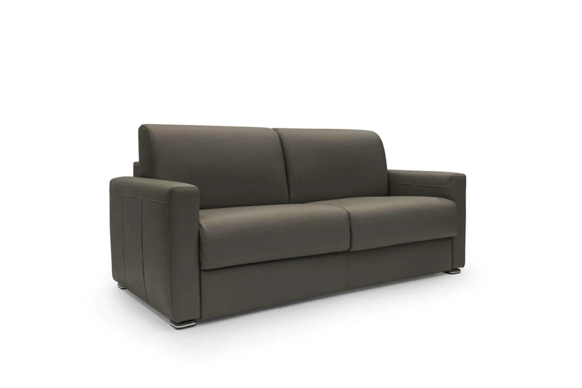 Canapé cuir Aubin - Chocolat - Grand 3 places