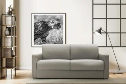 Canapé cuir Aubin - Gris Clair - Grand 2 places