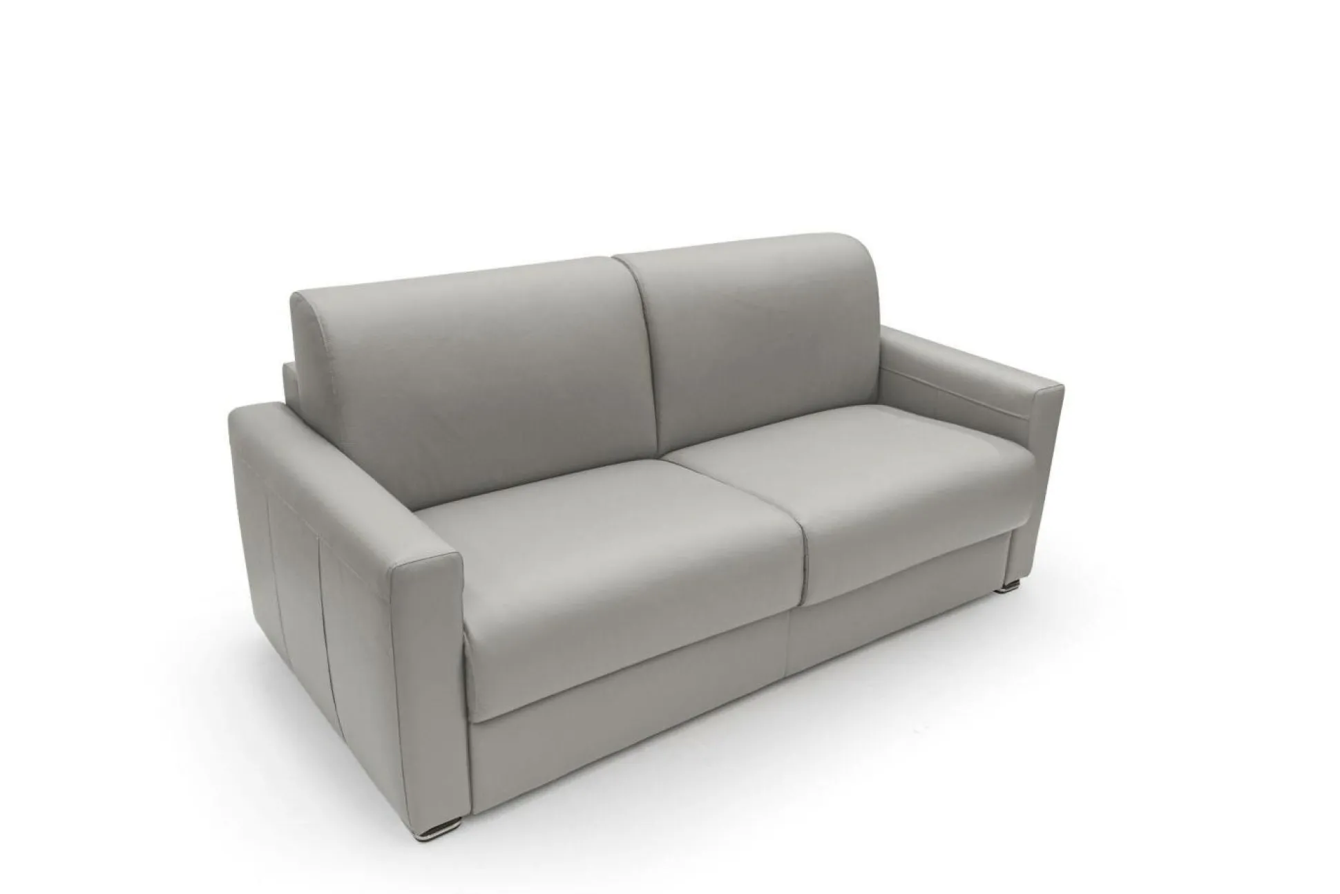 Canapé cuir Aubin - Gris Clair - Grand 2 places