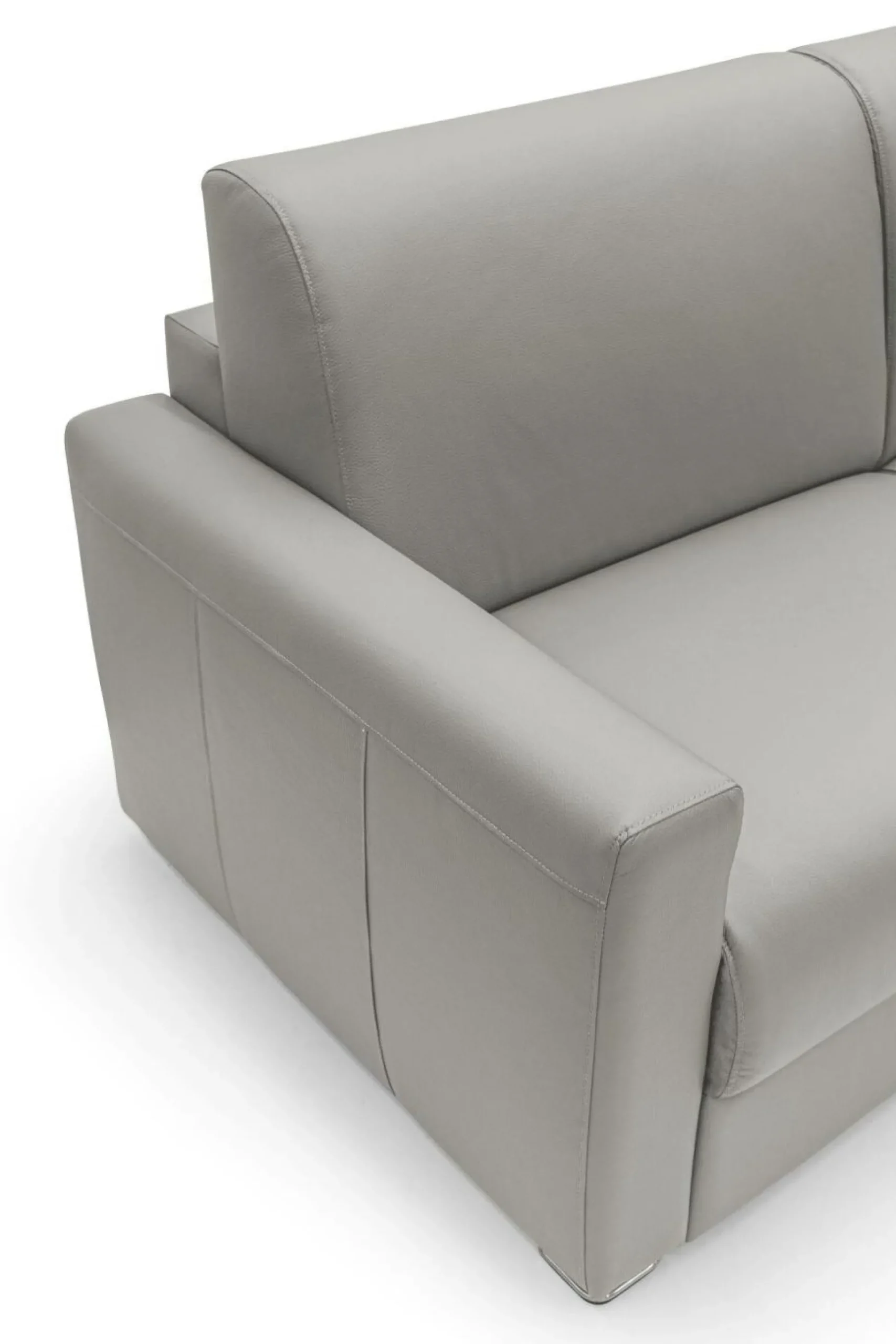 Canapé cuir Aubin - Gris Clair - Grand 2 places