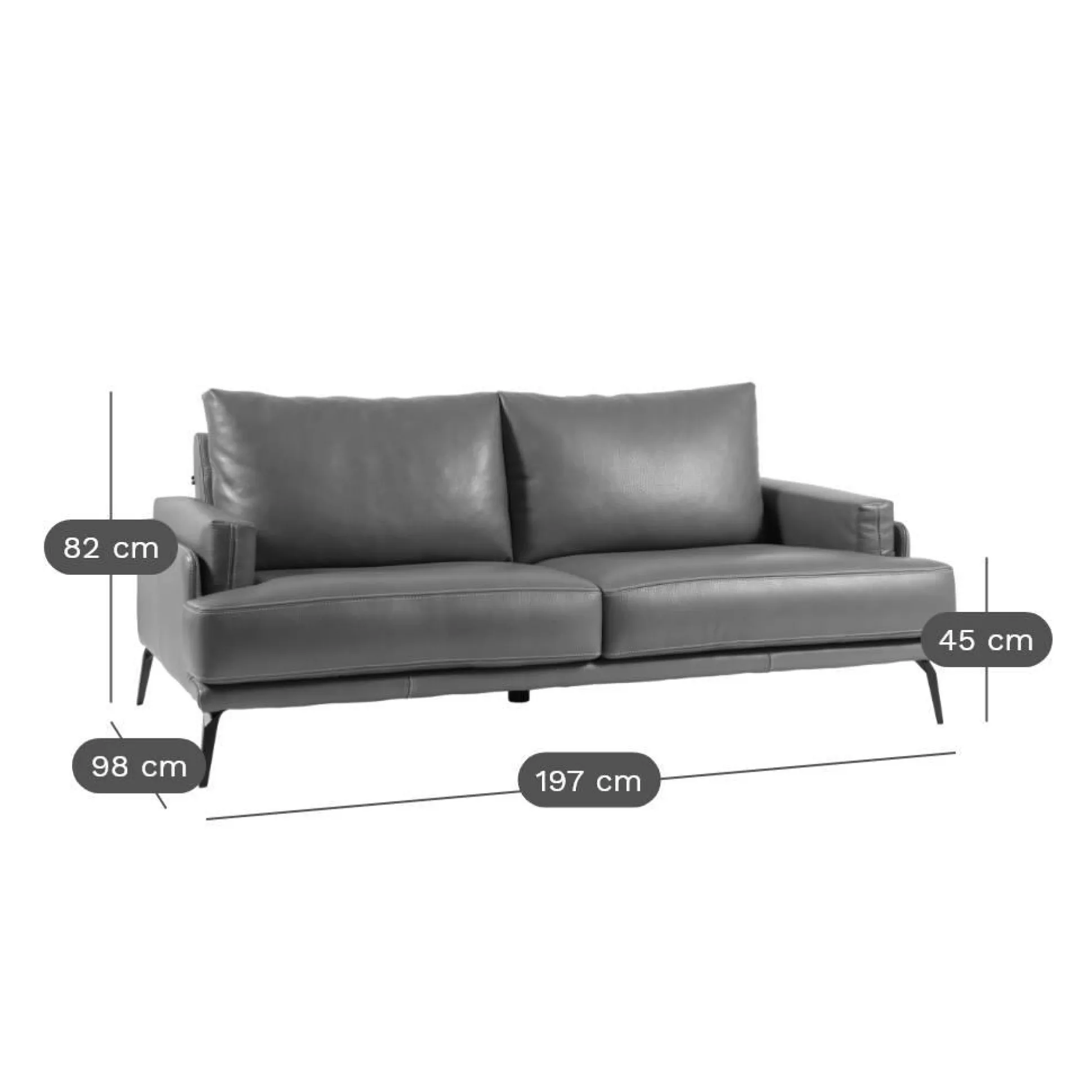 Canapé cuir Basile - Cognac - 3 places